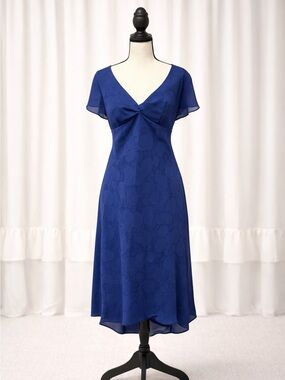 CDC Vintage Blue Floral Midi Dress | Romantic | Wedding Guest